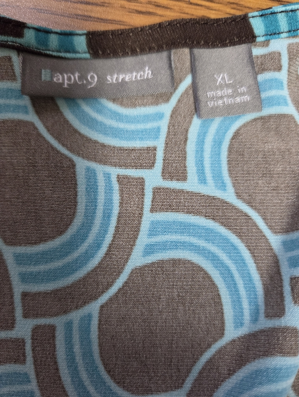 Apt.9 Retro Geometric Blue & Black Wrap Top with Belt Size XL - Picture 5 of 7